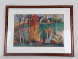 framed painting of a painting of a woman and a child in a field