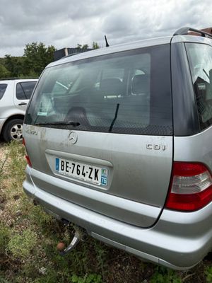 une voiture argentée garée dans l'herbe