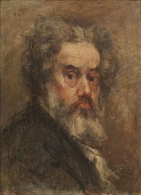 un tableau représentant un homme barbu, avec une barbe blanche