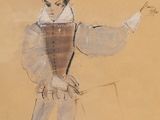 painting of a man in a brown outfit with a white collar