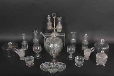 a lot of glass items that are on a table