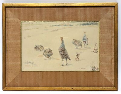 une image représentant un tableau montrant un groupe d'oiseaux dans un champ