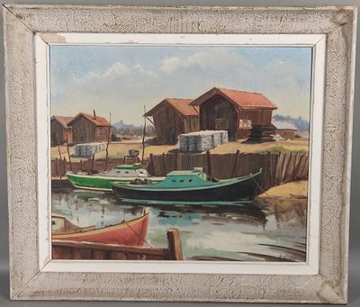 une image d'un tableau représentant un bateau dans l'eau