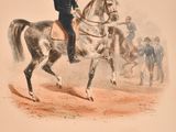 a drawing of a man in uniform riding a horse