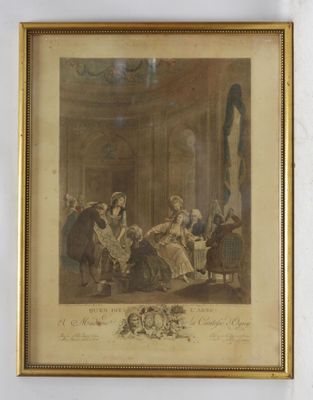 painting of a group of people sitting around a table in a room