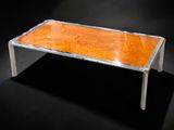 an image of a coffee table made out of wood and metal