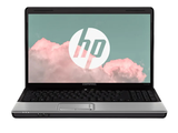 ordinateur portable avec le logo HP sur l'écran et un nuage en arrière-plan