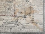 une vieille carte de la ville de Londres sur laquelle figure une ligne rouge