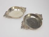 pair of silverplated serving dishes on stands
