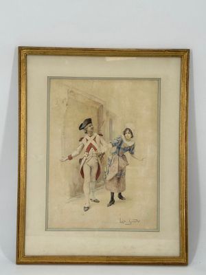 tableau représentant un homme et une femme debout l'un à côté de l'autre