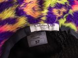 christian dior multicolored fur hat with black trim