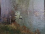 a picture of a painting of a boat in the water