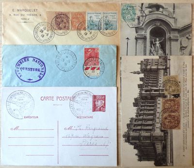 France 1907/1944 : 5 CPA/lettres avec OBL spéciales