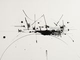 a black and white drawing of a clock on a white wall