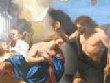 un tableau représentant un homme tenant un bébé dans ses bras et une femme