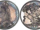two silver coins with a picture of a woman on a horse and a man on a horse