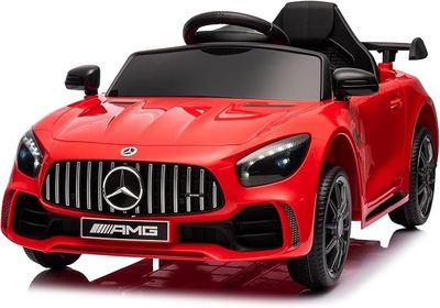 a close up of a red mercedes sports car on a white background