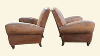 Paire de fauteuils Club en cuir couleur caramel ou havane. (photo 4)