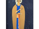 an image of a painting of a woman holding a knife