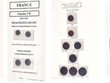 Plusieurs types de boutons différents sont représentés sur une feuille de papier.