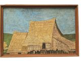 une photo d'un tableau représentant une maison en paille