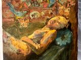 un tableau représentant une femme allongée sur un lit