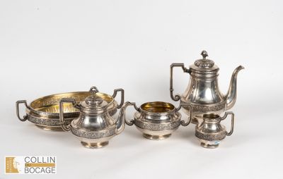 Partie de service à thé et café en argent 800°/°° de style L… - Photo 1