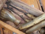a wooden box with a bunch of tools inside of it