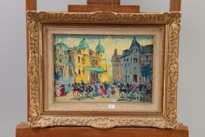 a picture of a painting on a easel with a picture on it