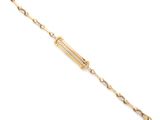 a gold chain bracelet with a bar on it