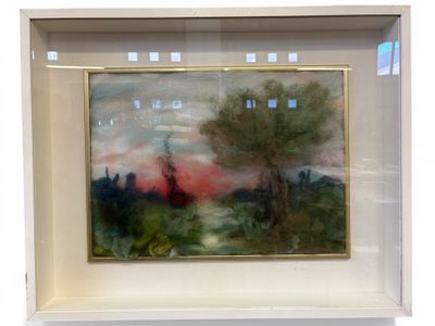 a picture of a painting in a frame hanging on a wall