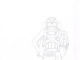 dessin représentant un homme portant un masque à gaz et un sac à dos sur le dos