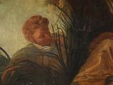 an old painting of a man and a woman in a landscape