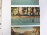 three pictures of people on a boat in the water