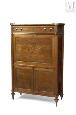 an image of a wooden cabinet with two doors and a drawer