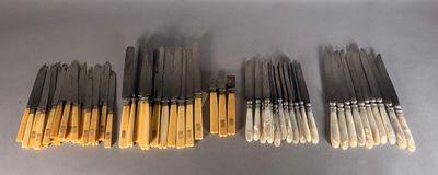 a set of six pairs of chopsticks with a yellow tip