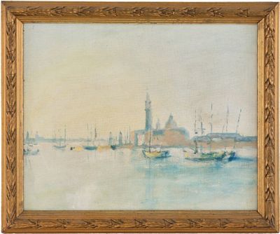 une image d'une peinture de bateaux dans un plan d'eau