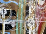 abstract painting of a trumpet and a trumpet player with a trumpet in the foreground