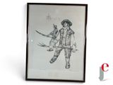 dessin représentant un homme en costume de pirate tenant une épée