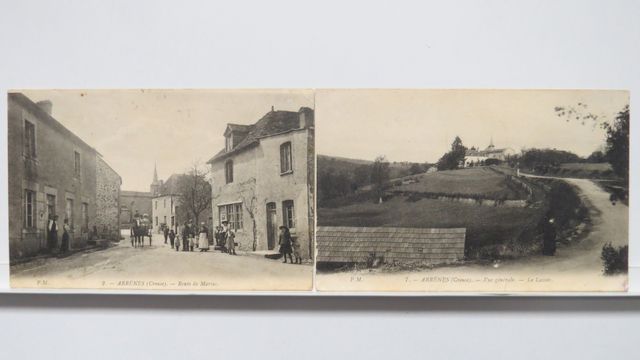 Arrênes. : Lot de 2cpa : Route de Marsac, carte rare (petite cass...