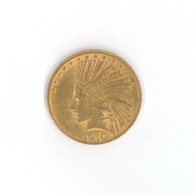 une pièce d'or sur laquelle est représentée une tête d'Indien