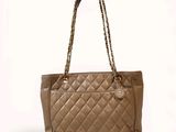 chanel quilted leather tote bag with chain handles