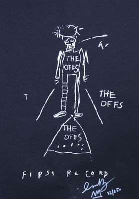 drawing of a man standing on top of a rock with the words, the offs, and the offs on it