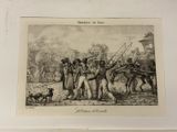 an old picture of a group of people standing around a horse drawn carriage