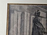 a picture of a woman holding a sword and a bird on her shoulder