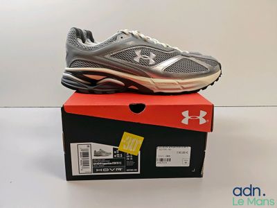 a pair of men ' s running shoes on top of a box