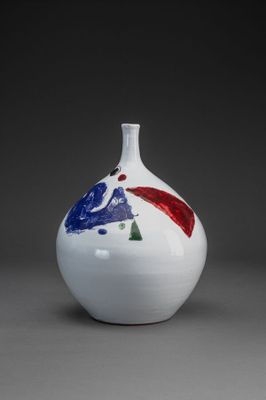 Félix ANAUT (1944) Vase boule à haut col en terre cuite émai…