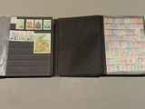a lot of stamps on the inside of a book