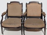 pair of antique chairs with upholstered upholstered cushions
