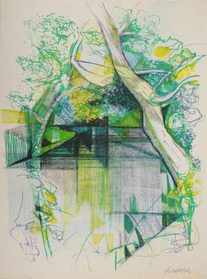 une image représentant un dessin d'un arbre et d'un banc dans un parc